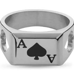 Ace | Srebrzysty sygnet z motywem asa pik