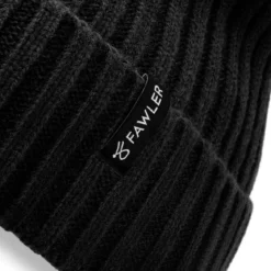 Arctic | Czarna czapka beanie z mieszanki wełny i dzianiny prążkowanej
