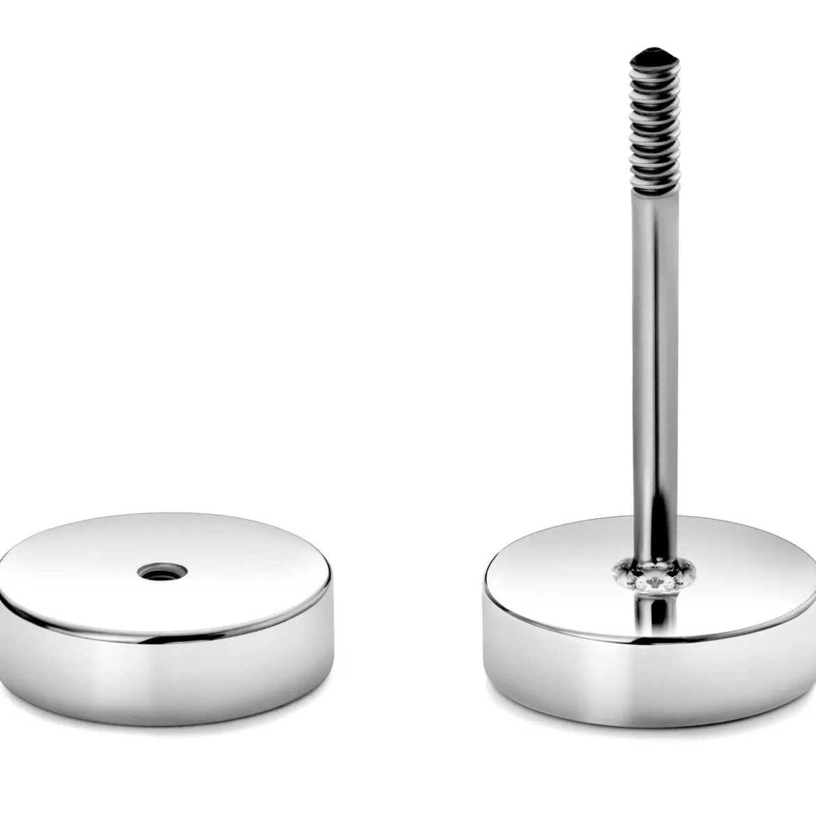 Argentia | Próba 925 | Płaski 6 mm rodowany srebrny oszukany wkręt plug
