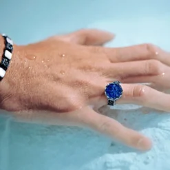 Atlantis | Sygnet ze stali nierdzewnej i lapis lazuli