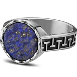 Atlantis | Sygnet ze stali nierdzewnej i lapis lazuli