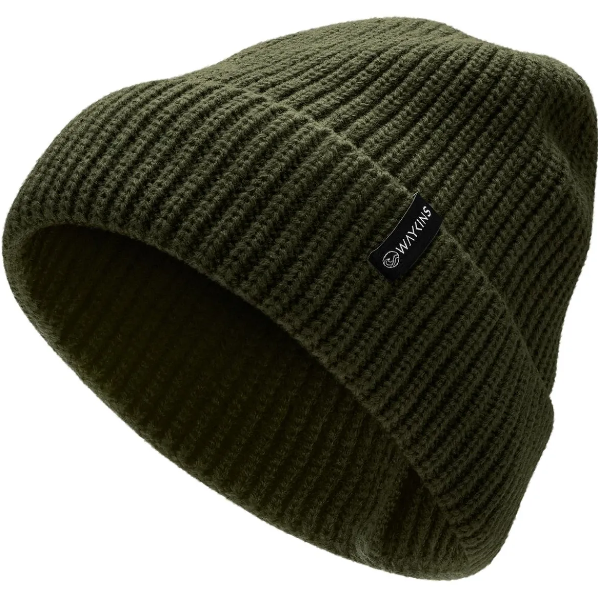 Baltic | Oliwkowa prążkowana czapka beanie z akrylu