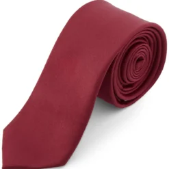 Bardzo długi burgundowy krawat 6 cm Basic