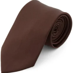 Bardzo długi ciemnobrązowy krawat 8 cm Basic