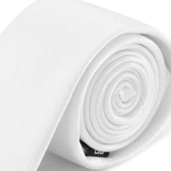 Biały krawat z jedwabiu diagonalnego 6 cm
