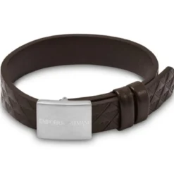 Bransoletka Emporio Armani z tłoczonej skóry z logo orła