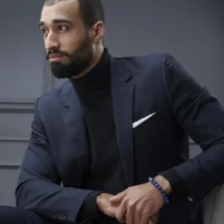 Bransoletka z niebieskimi kamieniami lapis lazuli i czarnymi cyrkoniami