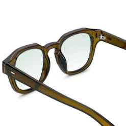 Brązowe geometryczne okulary przeciwsłoneczne gradient typu horn rimmed