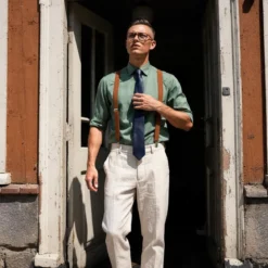 Brązowe wąskie szelki XL na klipsy
