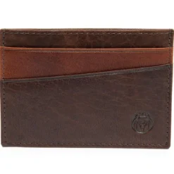 Brązowo-kasztanowe skórzane mini etui na karty RFID Montreal