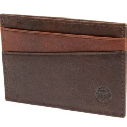 Brązowo-kasztanowe skórzane mini etui na karty RFID Montreal