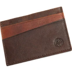 Brązowo-kasztanowe skórzane mini etui na karty RFID Montreal