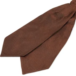 Brązowy krawat jedwabny w kropki