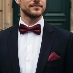 Burgundowa muszka rypsowa do samodzielnego wiązania