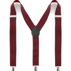 Burgundowe szelki w diamenty