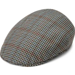 Burgundowo-ciemnogranatowy kaszkiet w kratkę Massimo Moda