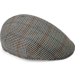 Burgundowo-ciemnogranatowy kaszkiet w kratkę Massimo Moda