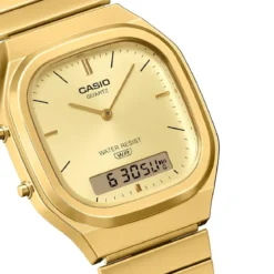 Casio Vintage AQ-240EG-9AEF Złoty zegarek analogowo-cyfrowy z kopertą z żywicy