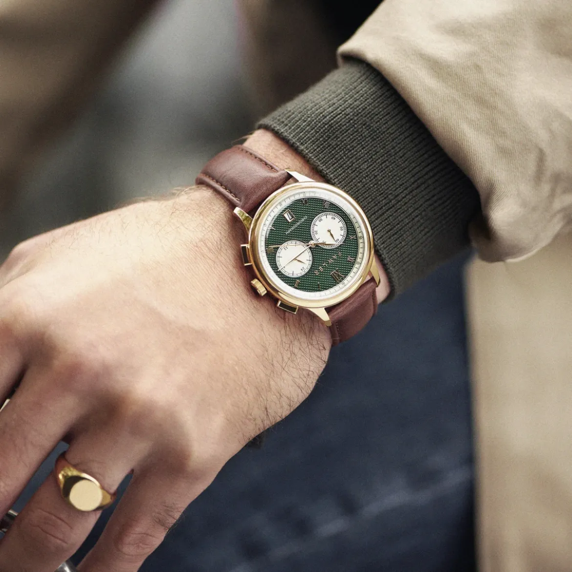 Cicero | Zielony zegarek vintage z chronografem