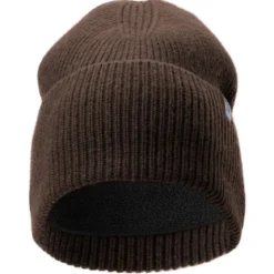 Ciemnobrązowa czapka beanie z wełny z recyklingu z mankietem