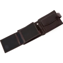 Ciemnobrązowy skórzany i ergonomiczny portfel Jasper