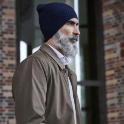 Ciemnogranatowa lekka beanie z bawełny organicznej Kristian Kite