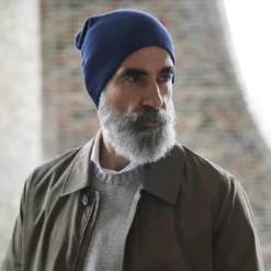 Ciemnogranatowa lekka beanie z bawełny organicznej Kyler Kite