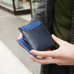 Ciemnogranatowo-kobaltowy skórzany portfel i etui na karty z blokadą RFID Lincoln