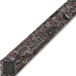 Ciemnoniebieski i ciemnozielony jedwabny krawat we wzór paisley | 6 cm