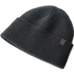 Ciemnoszara czapka beanie z wełny z recyklingu z mankietem