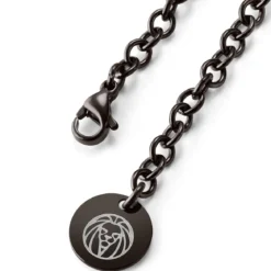 Ciemnoszary naszyjnik z nieśmiertelnikiem i oświadczeniem