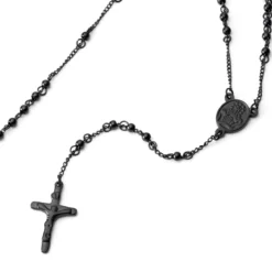 Cienki czarny naszyjnik różańcowy