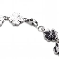Clover | 10 mm bransoletka z koniczyną ze stali nierdzewnej w srebrnym kolorze