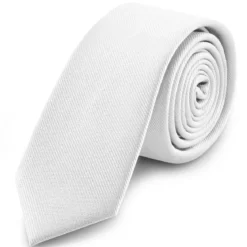 6 cm biały wąski krawat rypsowy