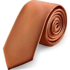 6 cm koniakowy wąski krawat rypsowy