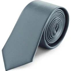 6 cm przydymiany szary wąski krawat satynowy