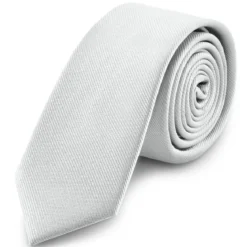 6 cm srebrzysty wąski krawat rypsowy