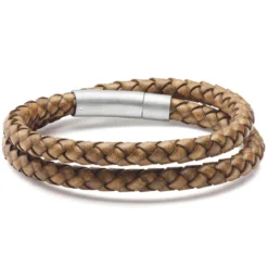 Collins | 6 mm brązowa zawijana bransoletka skórzana vintage