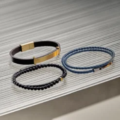 Collins | 3 mm granatowa pleciona skórzana zawijana bransoletka