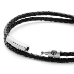 Czarna owijana skórzana bransoletka 3 mm Collins