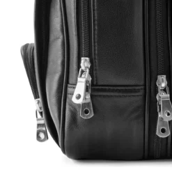 Czarna skórzana wielofunkcyjna torba na laptopa