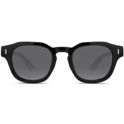 Czarne geometryczne okulary przeciwsłoneczne typu horn rimmed