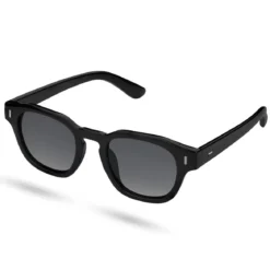 Czarne geometryczne okulary przeciwsłoneczne typu horn rimmed