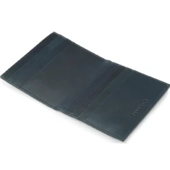 Czarno-niebieskie skórzane etui na karty RFID Loren