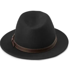 Czarny kapelusz fedora z płaskim rondem Flavio Moda