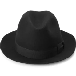 Czarny kapelusz fedora z surowymi krawędziami Filippo Moda