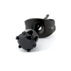 Czarny kolczyk z cyrkonią 4 mm