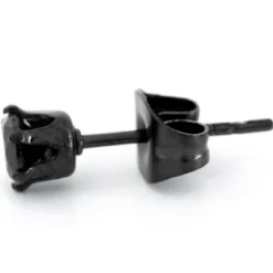 Czarny kolczyk z cyrkonią 4 mm