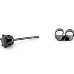 Czarny kolczyk z cyrkonią 4 mm