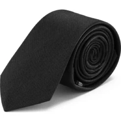 Czarny krawat z jedwabiu diagonalnego 6 cm